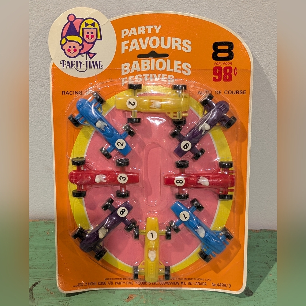 Vintage 1960's-70's Party Time Racing Cars - Party Favours Nos - Neat!